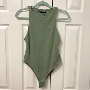 ZARA Halter Neck Bodysuit Olive Green